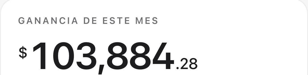 Tarjeta de Finanzas: ganancia de este mes.