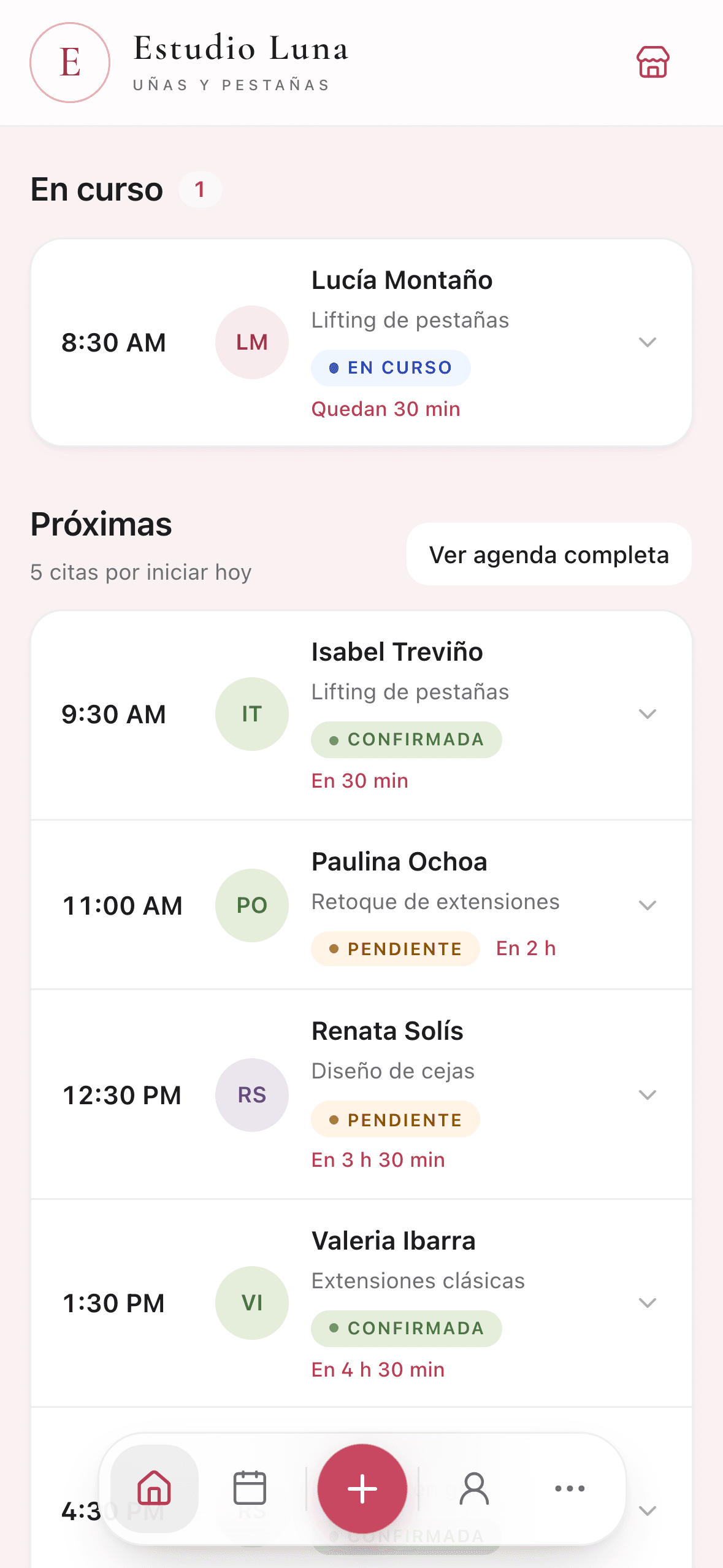 Inicio de Estudio Luna con la paleta Rosa.