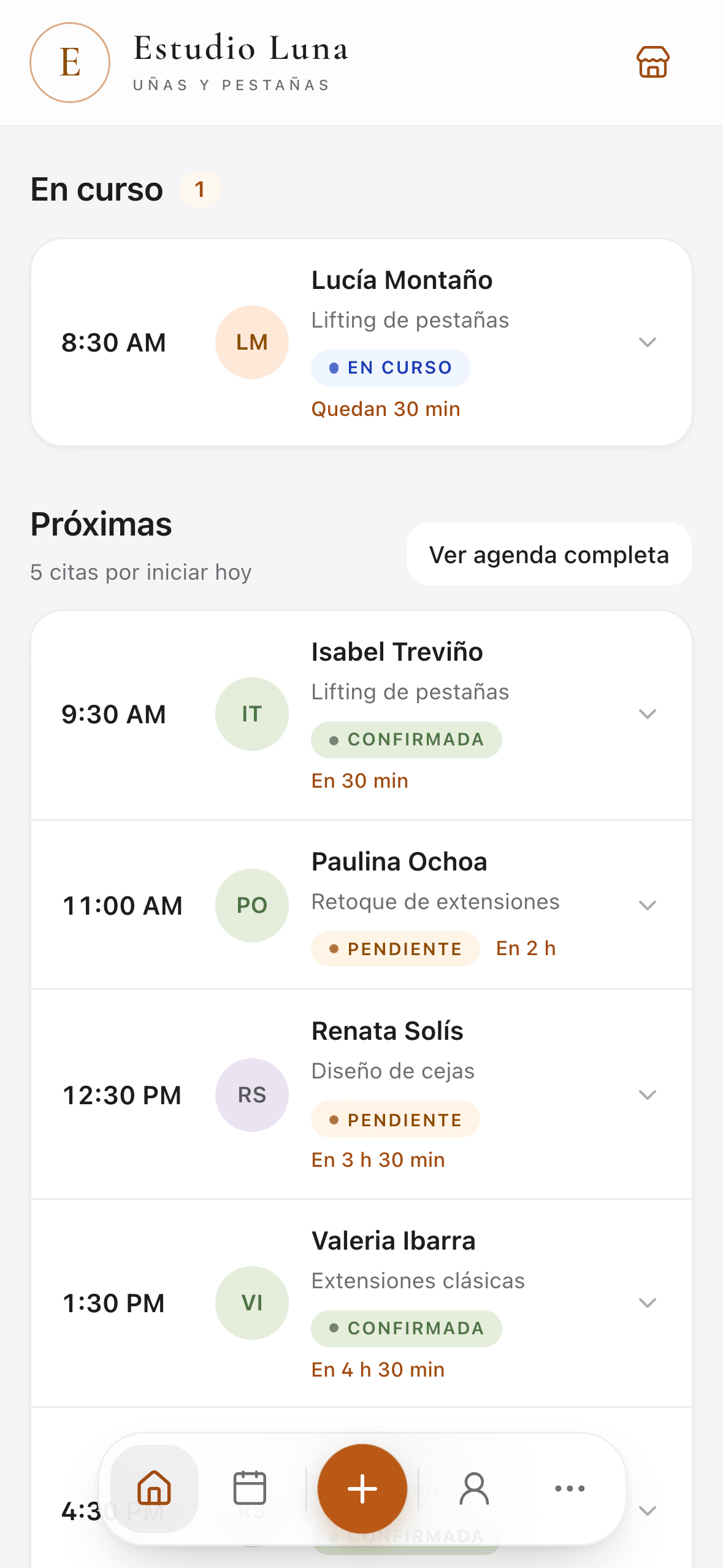 Inicio de Estudio Luna con la paleta Citalba.